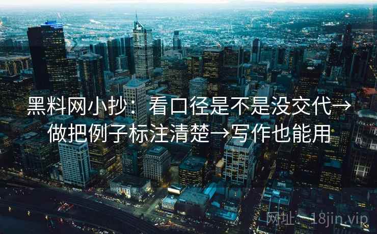 黑料网小抄：看口径是不是没交代→做把例子标注清楚→写作也能用